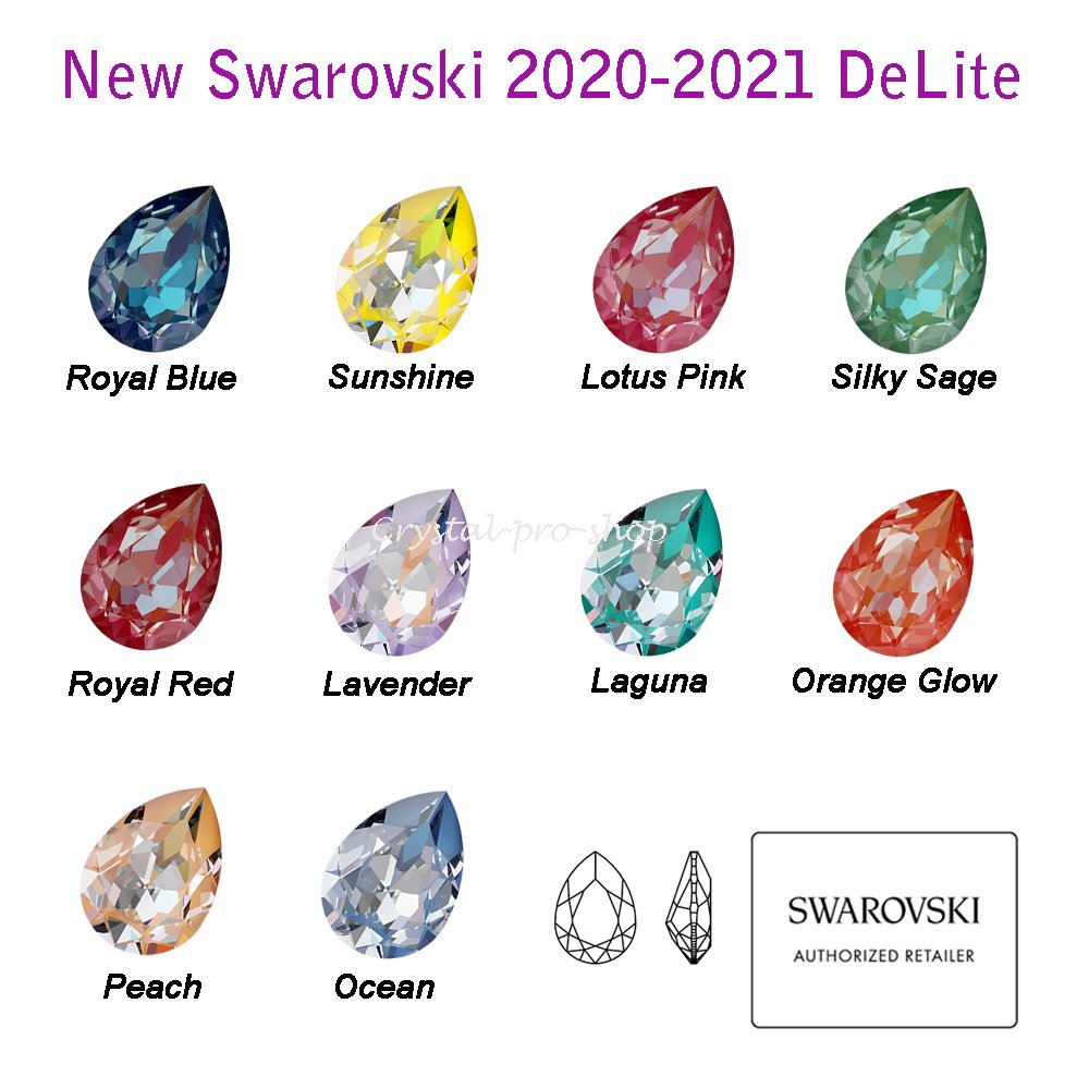( New 2020-21 ) Fancy Stone (4320) Pear DeLite Lacquer Crystal From Swarovski Elements Rhinestones