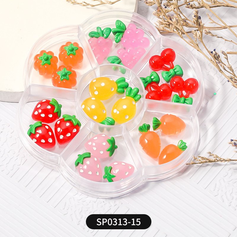 Pink 3d Resin charms wholesale rhinestone mixed size nails beads flat back resin kawaii cabochon animal fruit bow charm nails