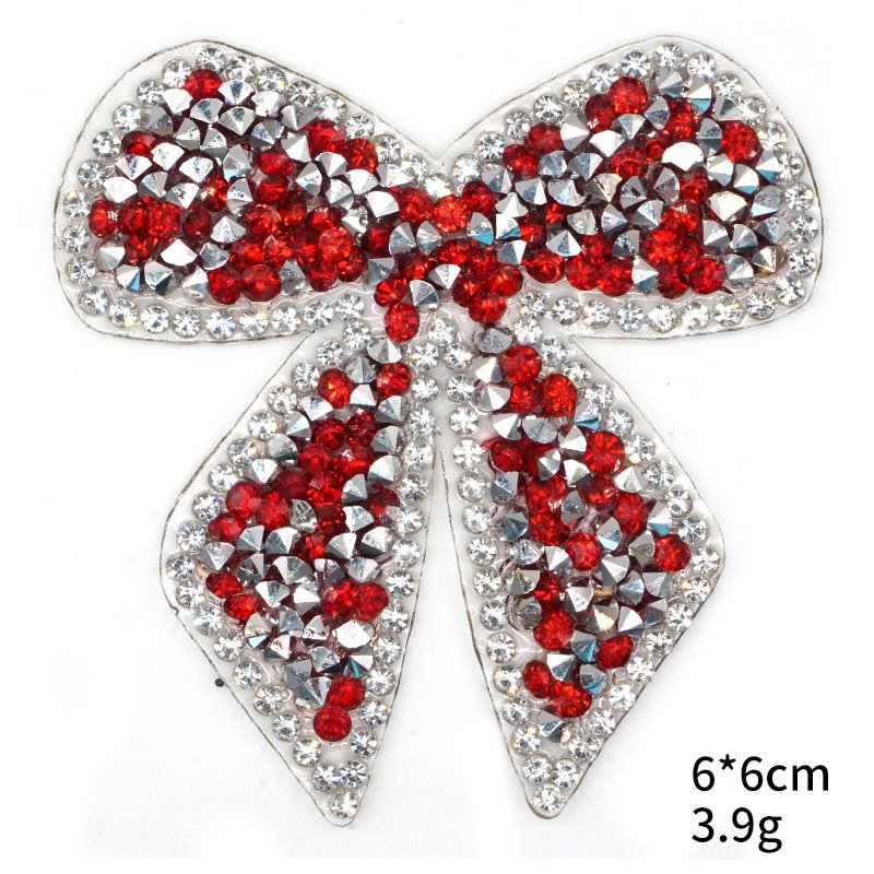 6cm size fancy colored decorative rhinestone bow patch applique for mobile phone case