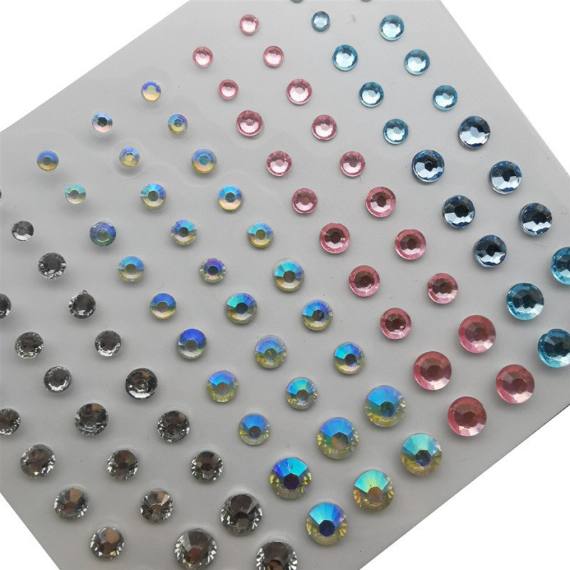 3mm 5mm Rhinestone Make Up Festival Party Gems Face Jewel Stickers Acrylic Gem Sticker Custom Gem Stickers