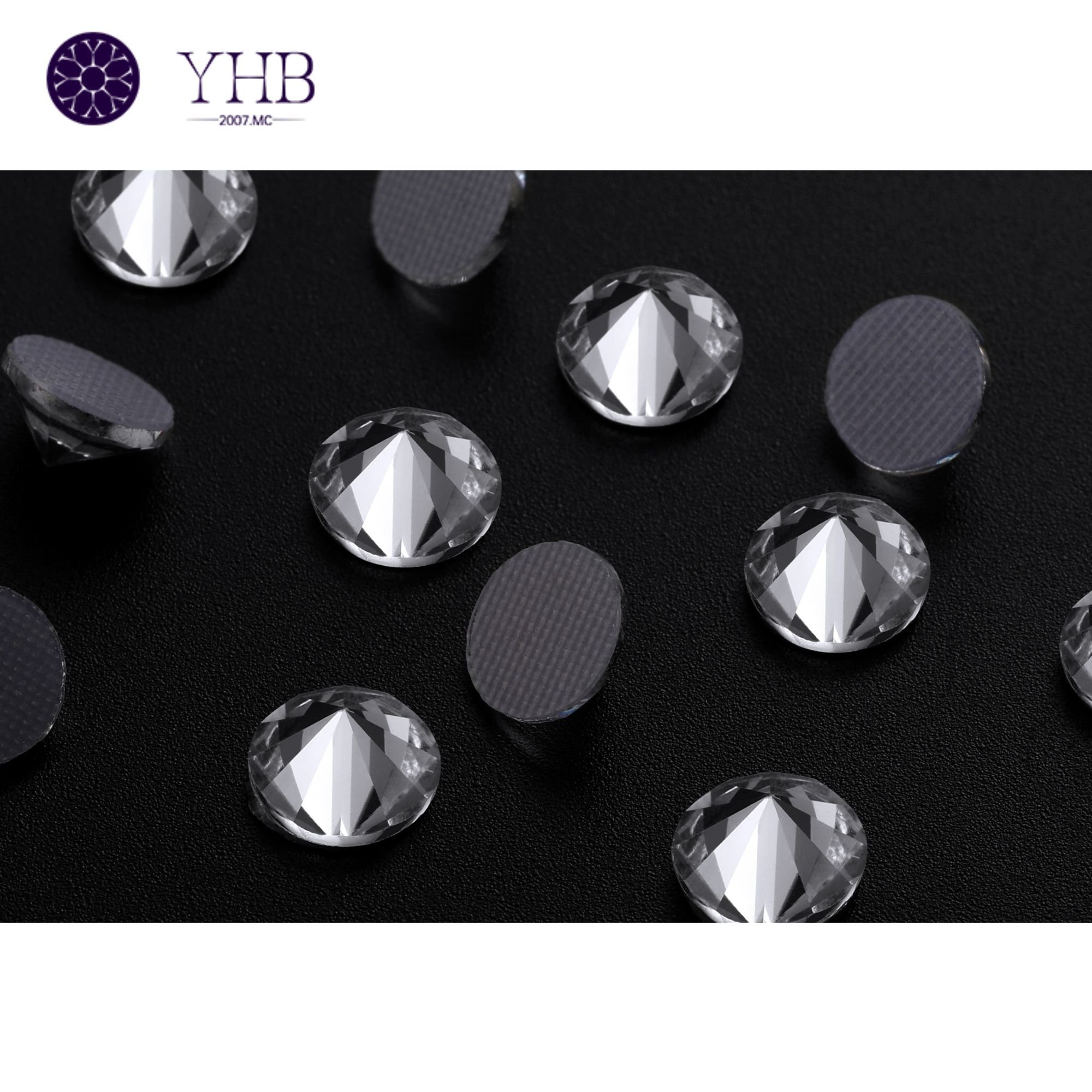 YHB High Quality Metal Bottom Crystal Glass Non Hot Fix Flat Back White DIY Rhinestone