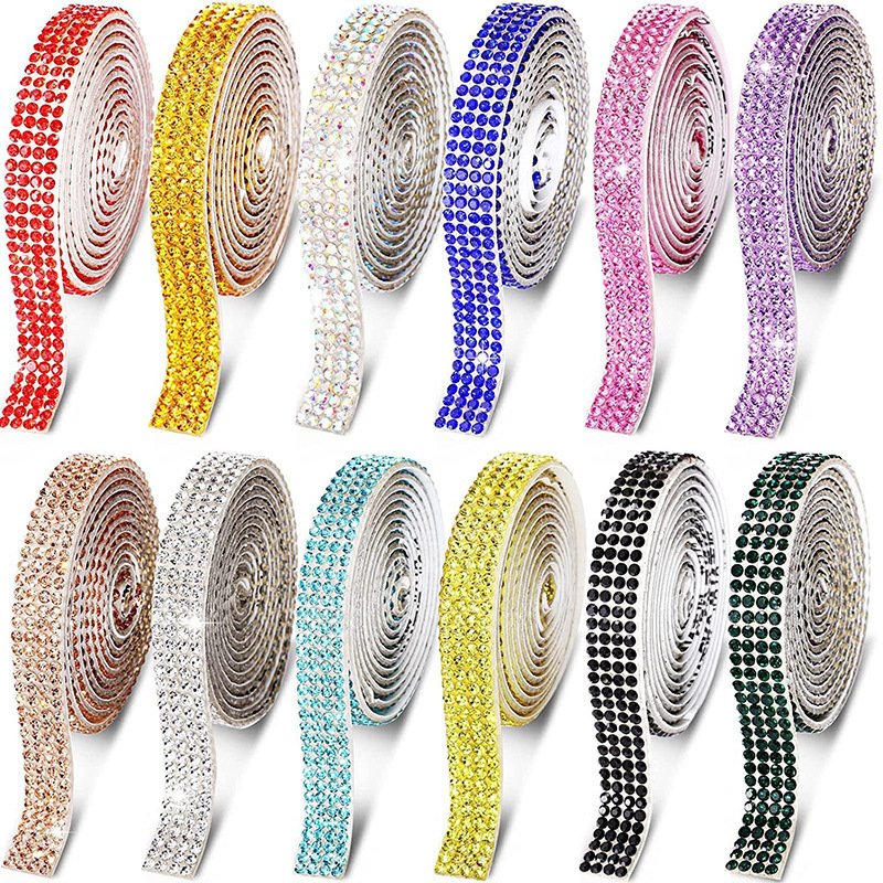 Trimming Wedding Rhinestone Ribbon Tape Self Adhesive Crystal Shiny Glass DIY Rhinestone Rhinestone Rope for Shoes Shoes Ties