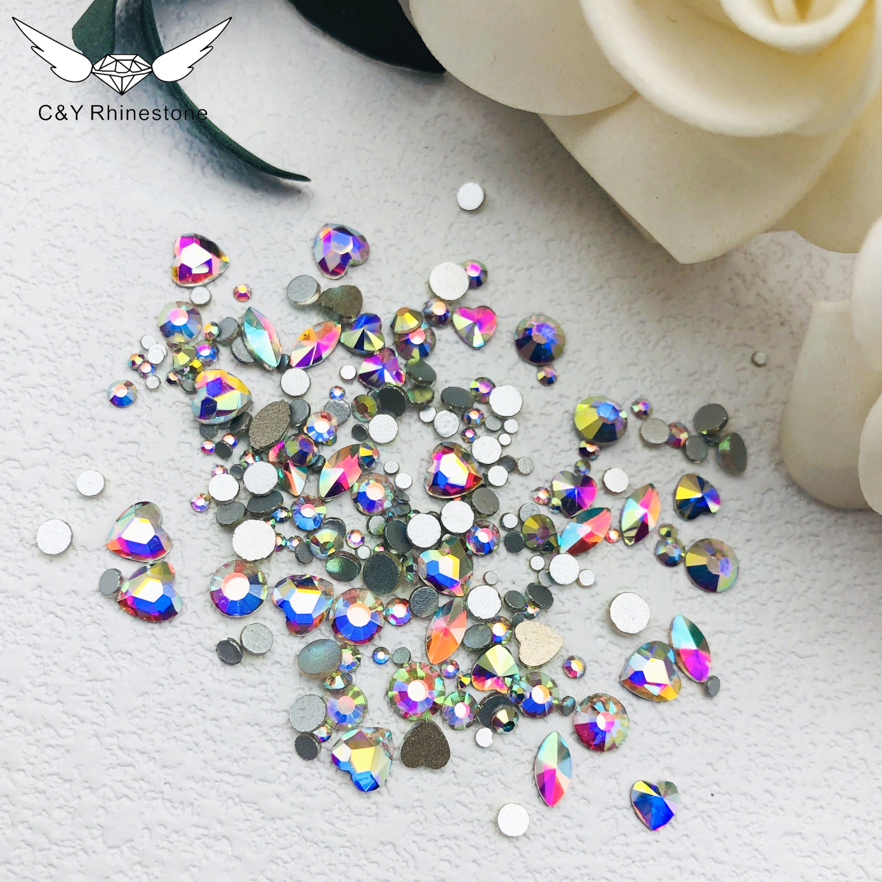 CY Wholesale Hight Quality Multi Shape Glass Crystal Nail Rhinestones Kit Glass Flatback Cristal For Nails