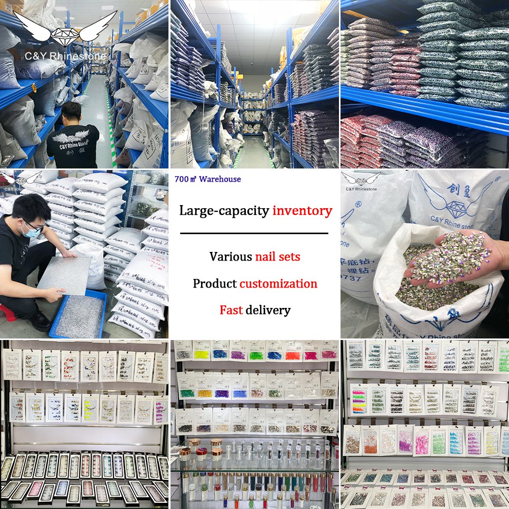 CY Wholesale Hight Quality Multi Shape Glass Crystal Nail Rhinestones Kit Glass Flatback Cristal For Nails
