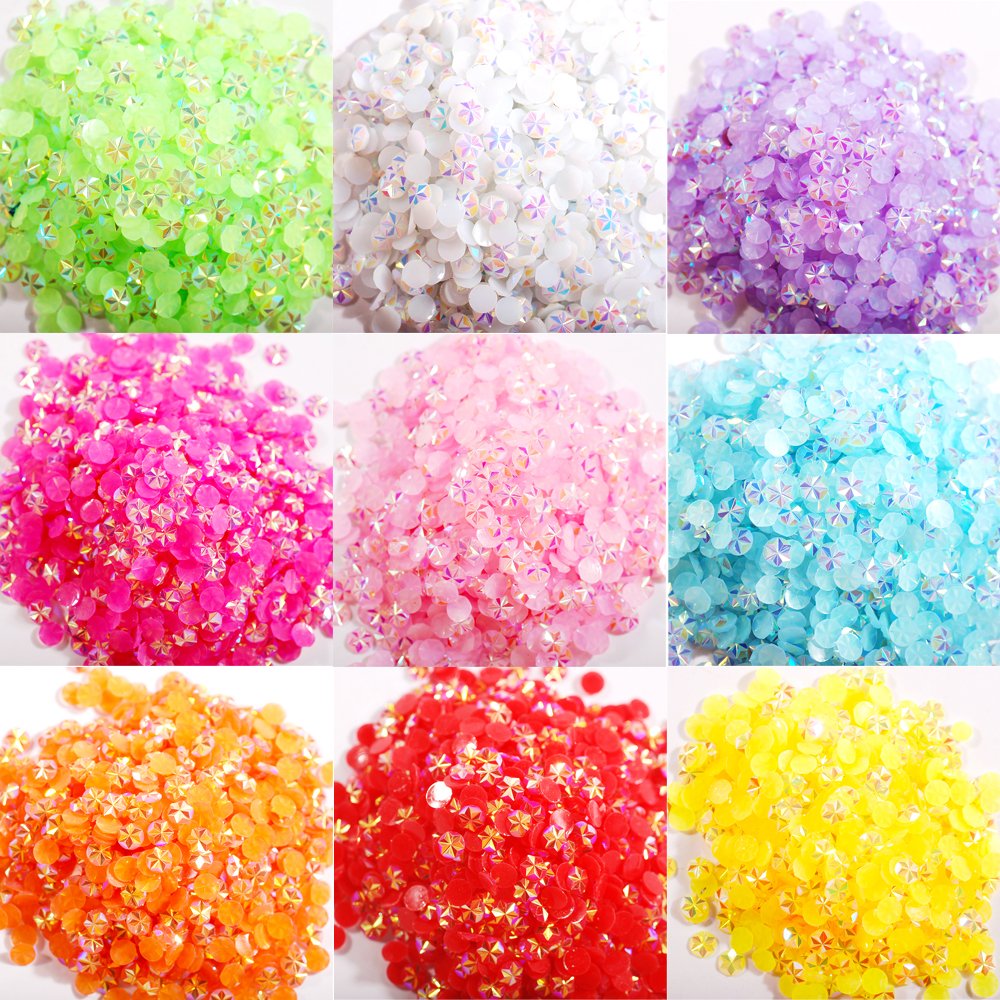 Ornaments Rhinestone DIY Resin Fashion Round Flatback 3D Flowers Scrapbook Wedding 5mm 30000pcs Rhinestones Glass Jelly Color AB