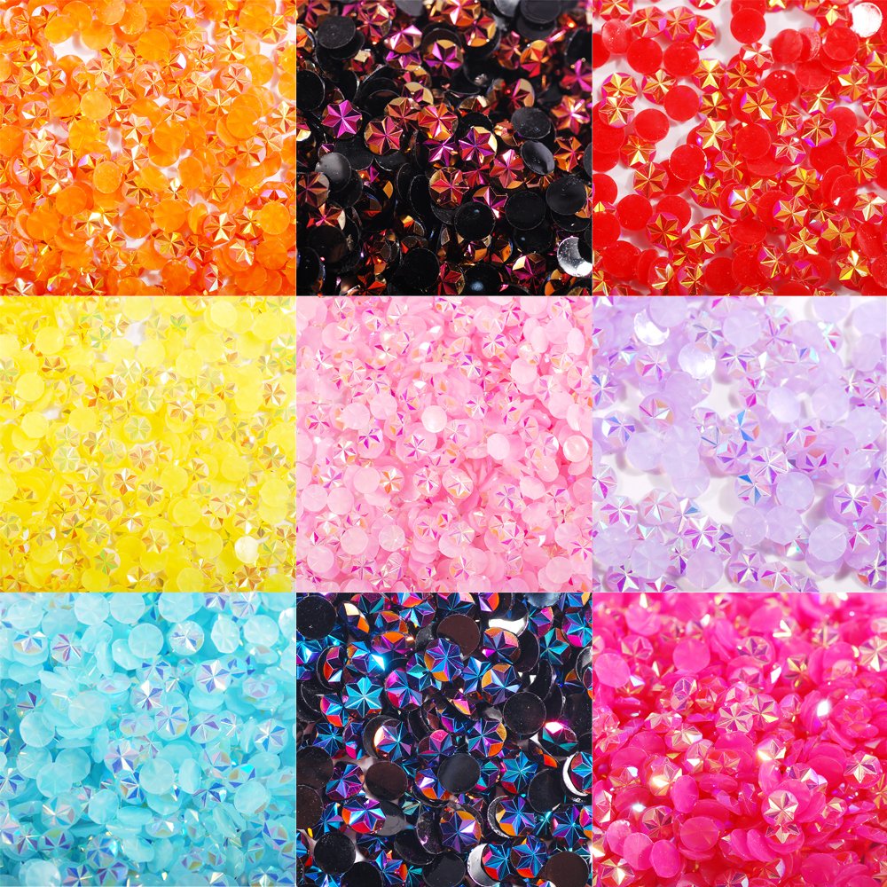 Ornaments Rhinestone DIY Resin Fashion Round Flatback 3D Flowers Scrapbook Wedding 5mm 30000pcs Rhinestones Glass Jelly Color AB