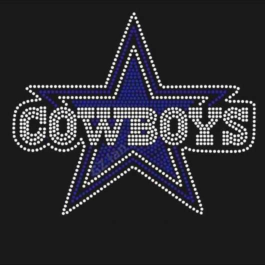 Bling heat press iron on nfl dallas cowboys rhinestone transfers patches