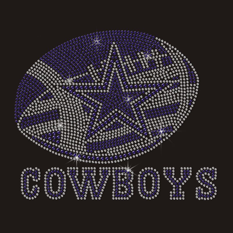 Bling heat press iron on nfl dallas cowboys rhinestone transfers patches