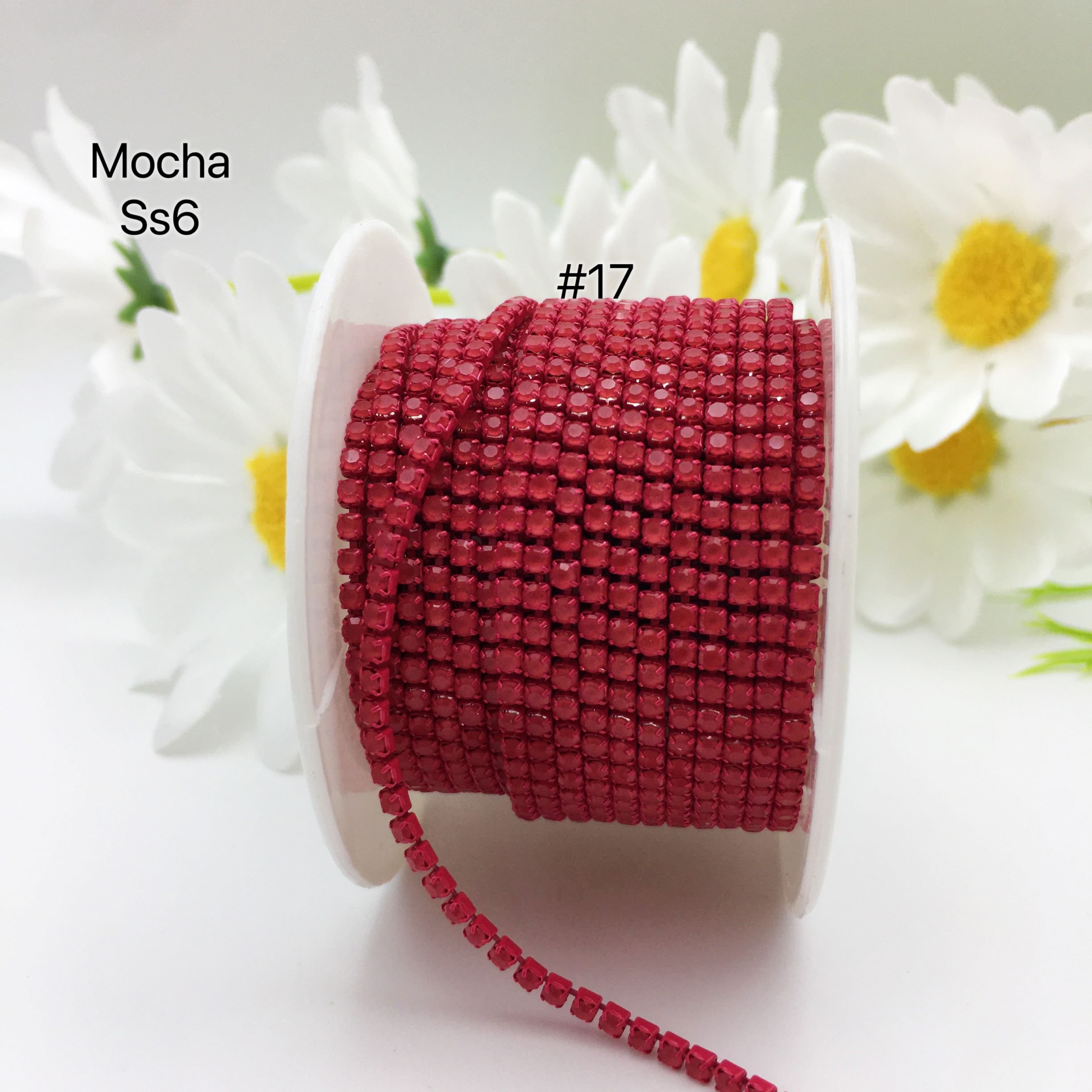 SINRONG High Quality Flatback Sew-On Rhinestone Cup Chain Metal Roll Trim with Glass Beads for Shoes and Bags Decoration