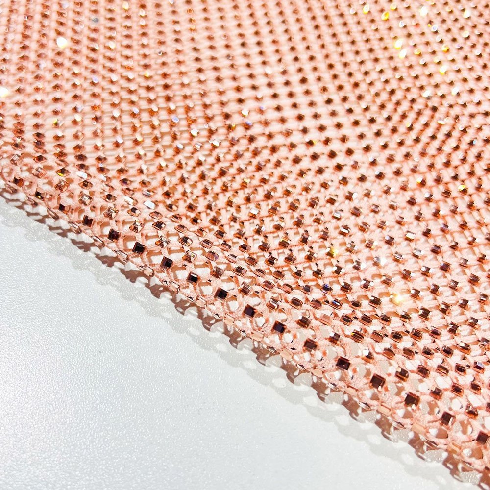 Wholesale square stretch shining rhinestone crystal mesh fabric luxury crystals rhinestone net mesh fabric for stage dress