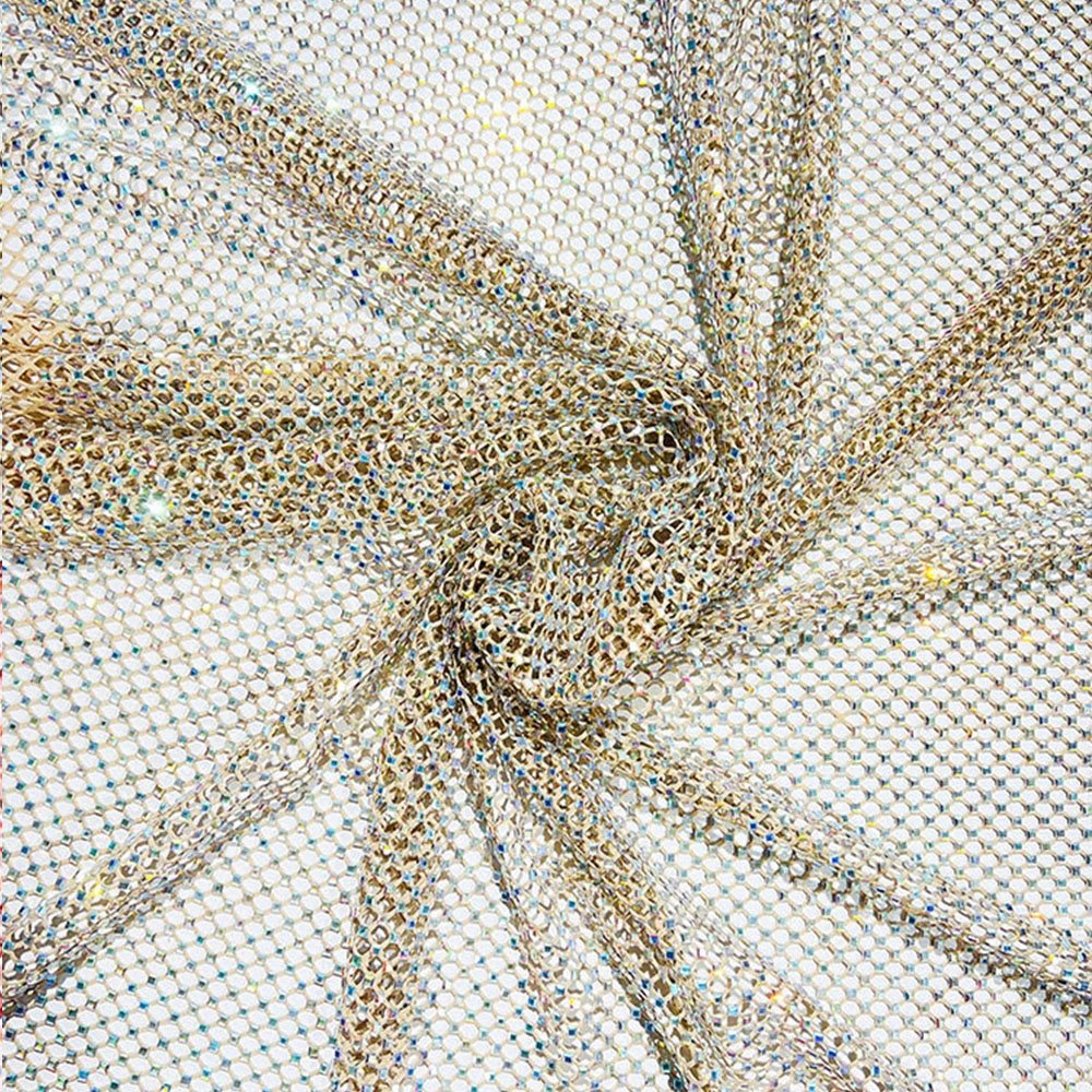 Wholesale square stretch shining rhinestone crystal mesh fabric luxury crystals rhinestone net mesh fabric for stage dress