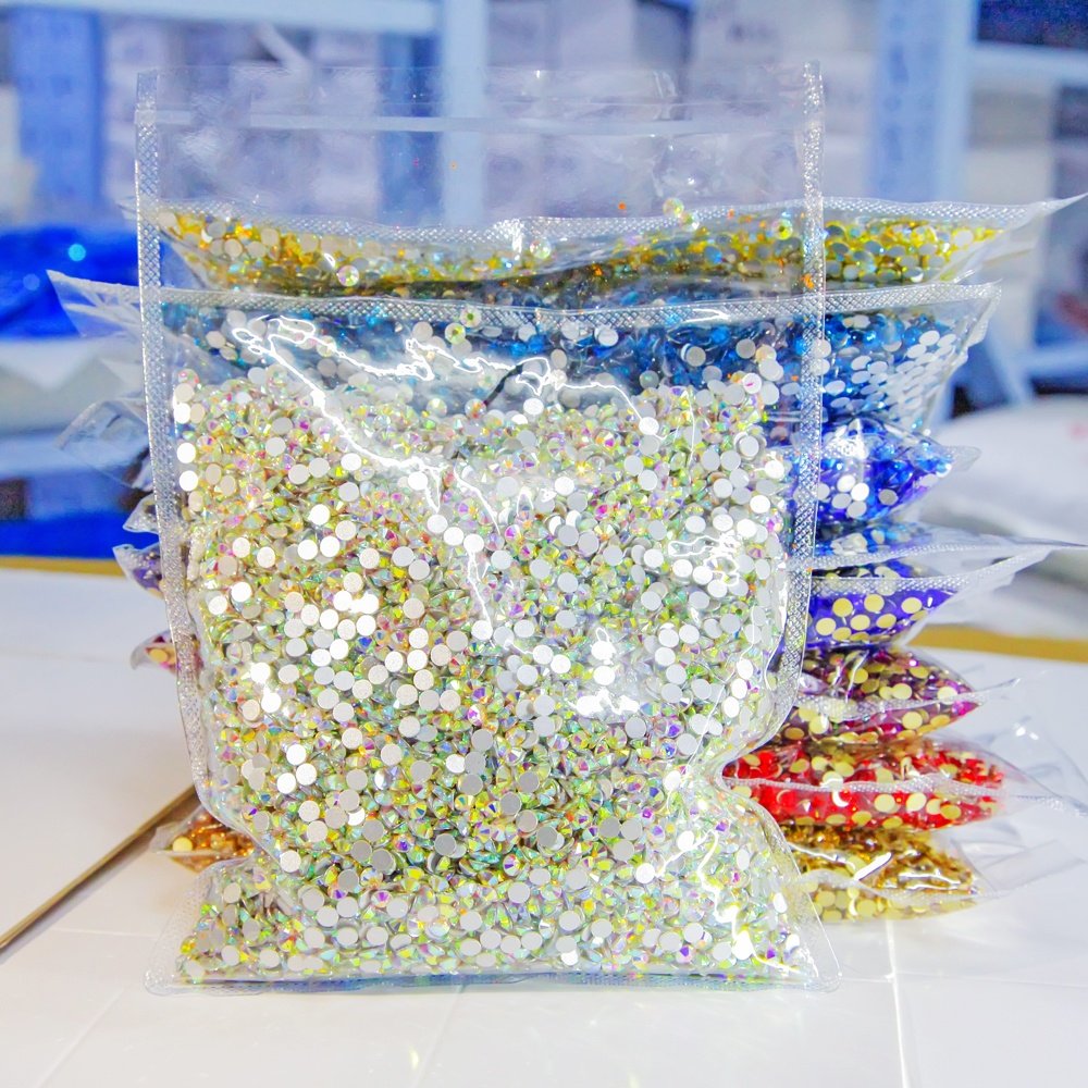 Pujiang Yantuo 14400 Bulk Wholesale Glass Machine Crystal AB Flat Back Rhinestones Non Hotfix Rhinestone Cutting 1 Bag Lead Free