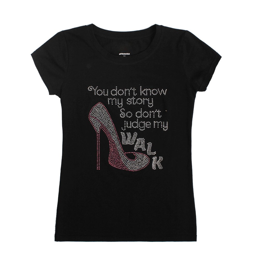 Wholesale Custom Rhinestone Designs, women bling rhinestone T shirts