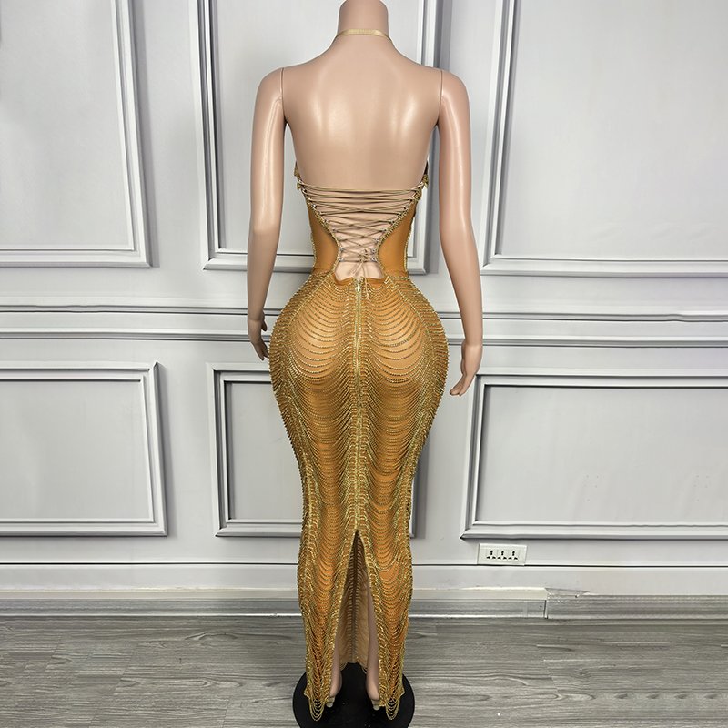 Novance Y3638-C Clothing Manufacturers Custom Crystal Diamond Luxury Evening Dresses Birthday Dresses Women Sexy Rhinestones