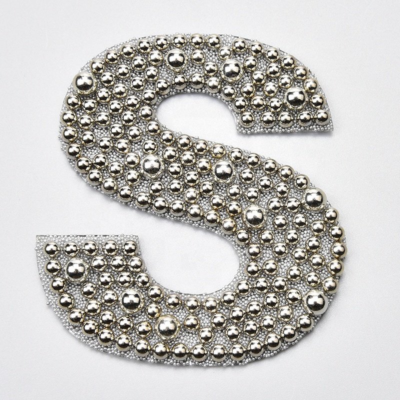 Custom Clothing Hot Fix Pearl Rhinestone Iron on Transfer Letter Heart Applique Design Patches