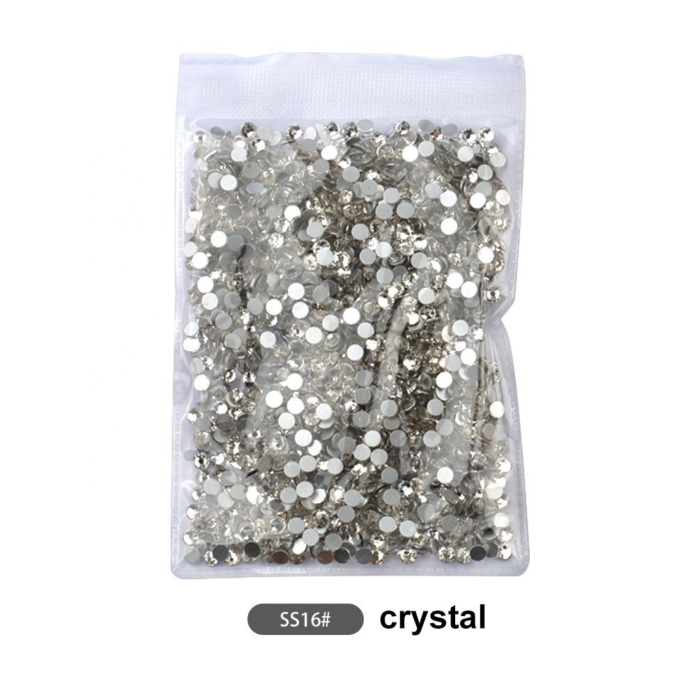 Yantuo Wholesale Plastic bag packaging Crystal Color SS3-SS30 Flat Back Non Hot Fix Glass Nail Rhinestones For Nail Art