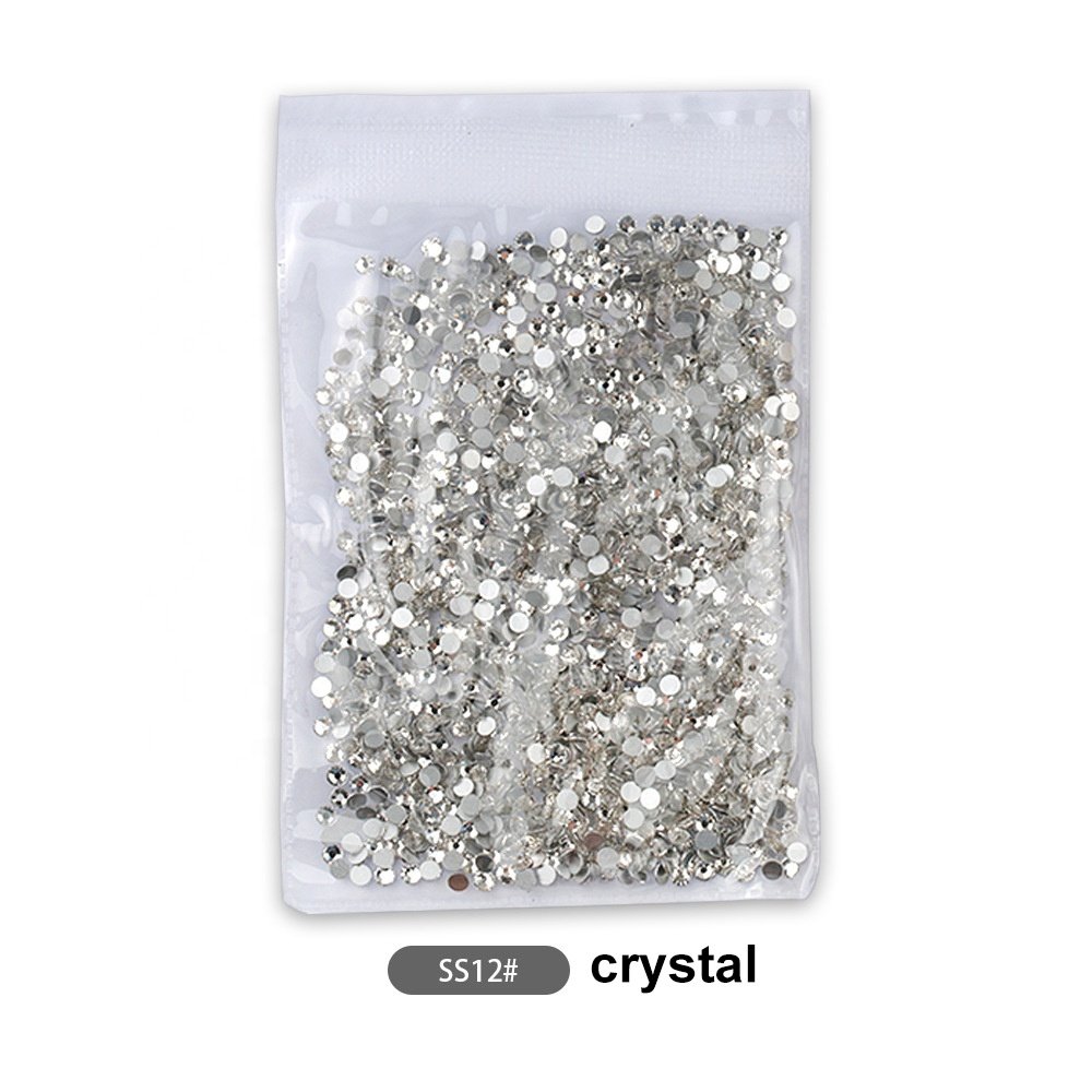 Yantuo Wholesale Plastic bag packaging Crystal Color SS3-SS30 Flat Back Non Hot Fix Glass Nail Rhinestones For Nail Art