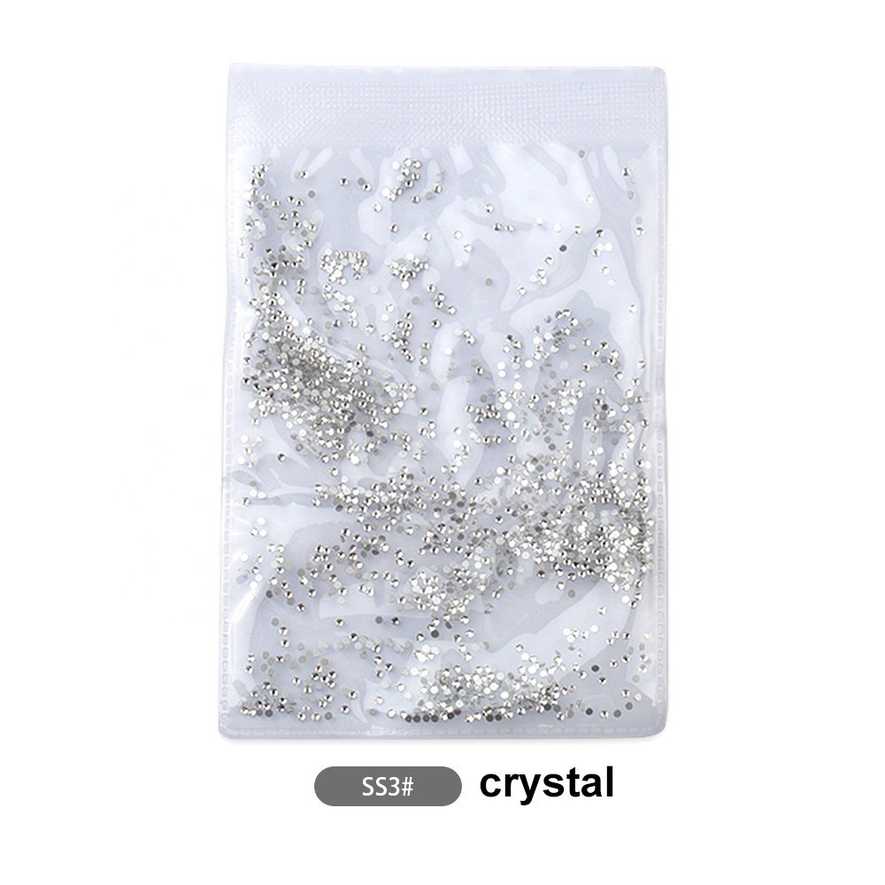 Yantuo Wholesale Plastic bag packaging Crystal Color SS3-SS30 Flat Back Non Hot Fix Glass Nail Rhinestones For Nail Art