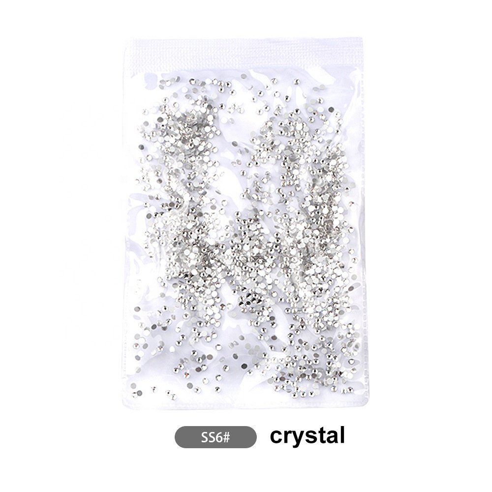 Yantuo Wholesale Plastic bag packaging Crystal Color SS3-SS30 Flat Back Non Hot Fix Glass Nail Rhinestones For Nail Art