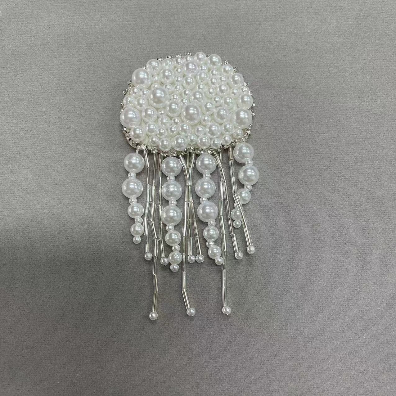 ZSY Handmade Rhinestone Appliques jellyfish Beaded Sew On Patches For DIY Hats Bags Clothing Decorative Accessories