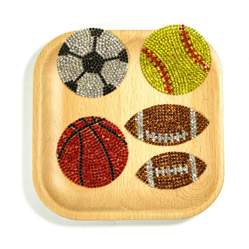 Bags Diy Sport Football Iron on Rhinestone Patch Custom Small Softball Basketball Team Logo Sports Rhinestone Patches for Boy