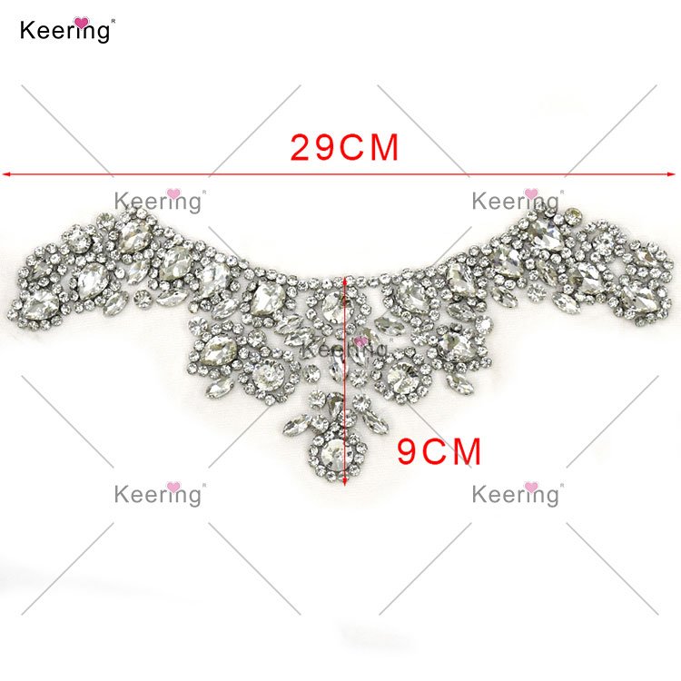 WDP-455 Keering In Stock Crystal Fringe Sparkling Rhinestone Patch Handmade Beaded Diamond Bodice Applique