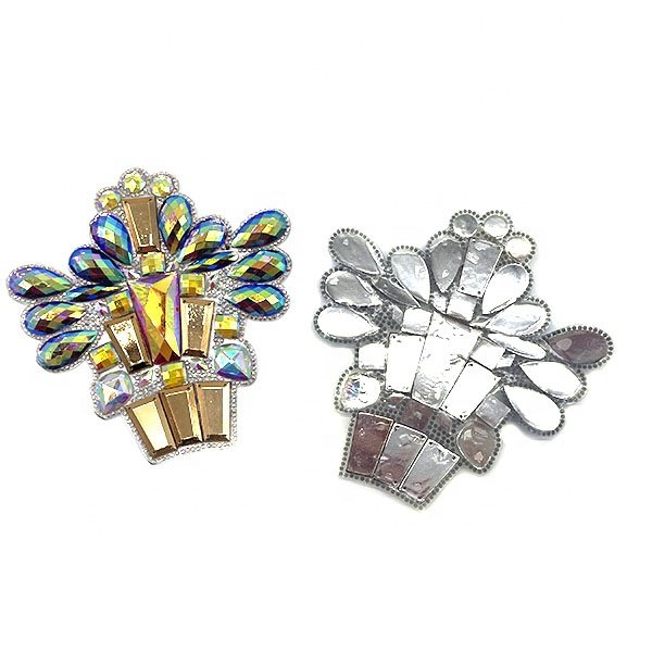 Customized samba female costume carnival costumes Rhinestone Applique Bodice Iron On Rhinestone Patch For Fiesta Party dress