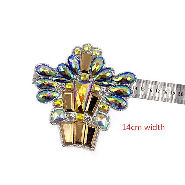 Customized samba female costume carnival costumes Rhinestone Applique Bodice Iron On Rhinestone Patch For Fiesta Party dress