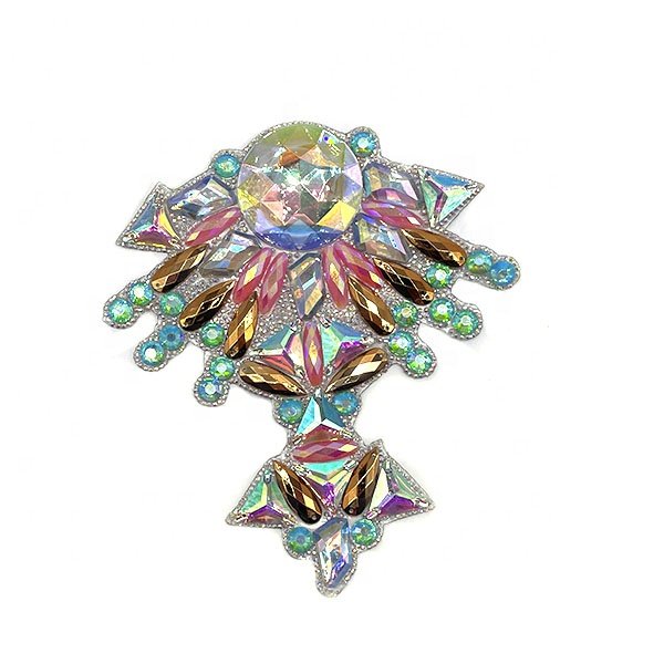 Customized samba female costume carnival costumes Rhinestone Applique Bodice Iron On Rhinestone Patch For Fiesta Party dress