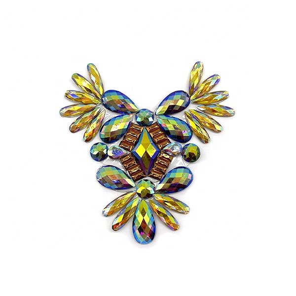 Customized samba female costume carnival costumes Rhinestone Applique Bodice Iron On Rhinestone Patch For Fiesta Party dress