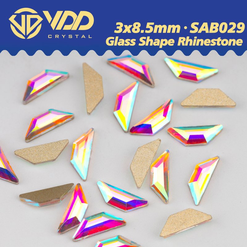 VDD 3x8.5mm -SAB29 100Pcs Glass Shape Crystal Rhinestones Crystal AB Flatback Glitter Stones For DIY Crafts Nail Art Decorations