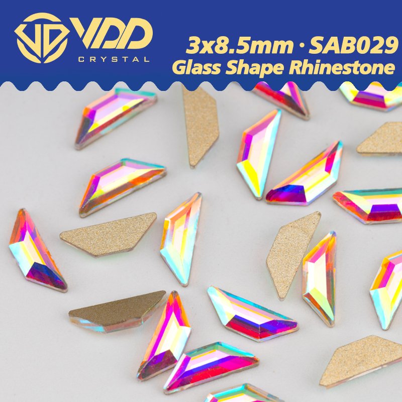 VDD 3x8.5mm -SAB29 100Pcs Glass Shape Crystal Rhinestones Crystal AB Flatback Glitter Stones For DIY Crafts Nail Art Decorations