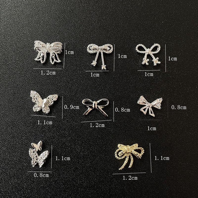 3D Japanese Alloy Nail Art Charms Luxury Kawaii Bow Butterfly Jewelry Nail Rhinestone Decoration DIY Accessories