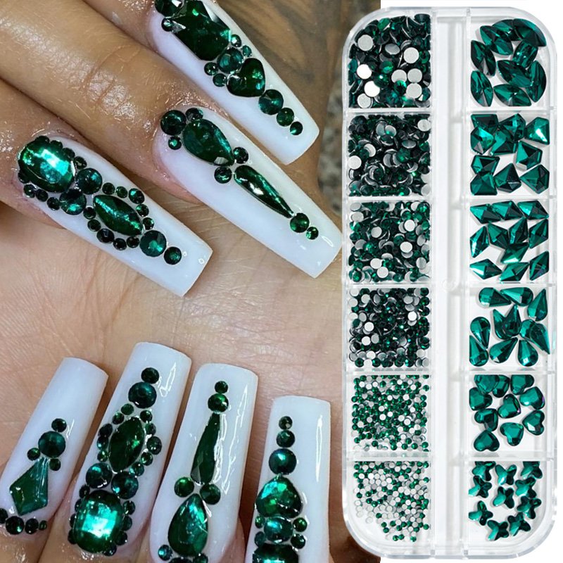 Colorful Nail Rhinestones Mixed Size Diamonds AB Flatback Shiny Crystal 3D Glitter Gems Nail Art
