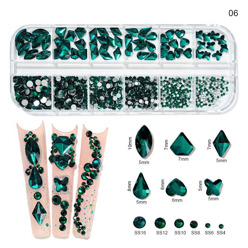 Colorful Nail Rhinestones Mixed Size Diamonds AB Flatback Shiny Crystal 3D Glitter Gems Nail Art