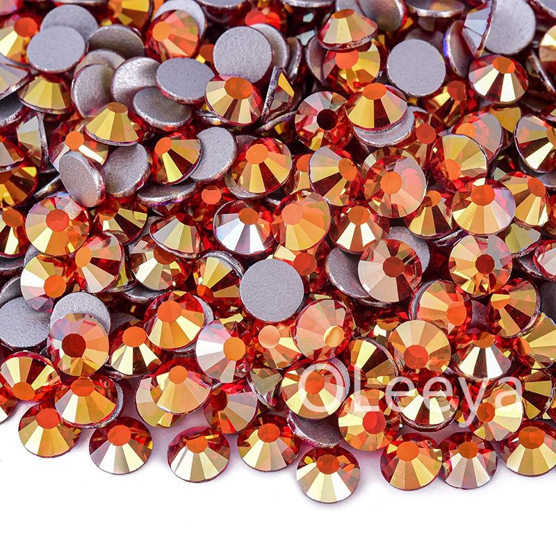 OLeeya Manufacturer Wholesale Red Colors Series 12 to 16 Cuts Glass Crystals Flatback Non Hotfix Rhinestone for Nails