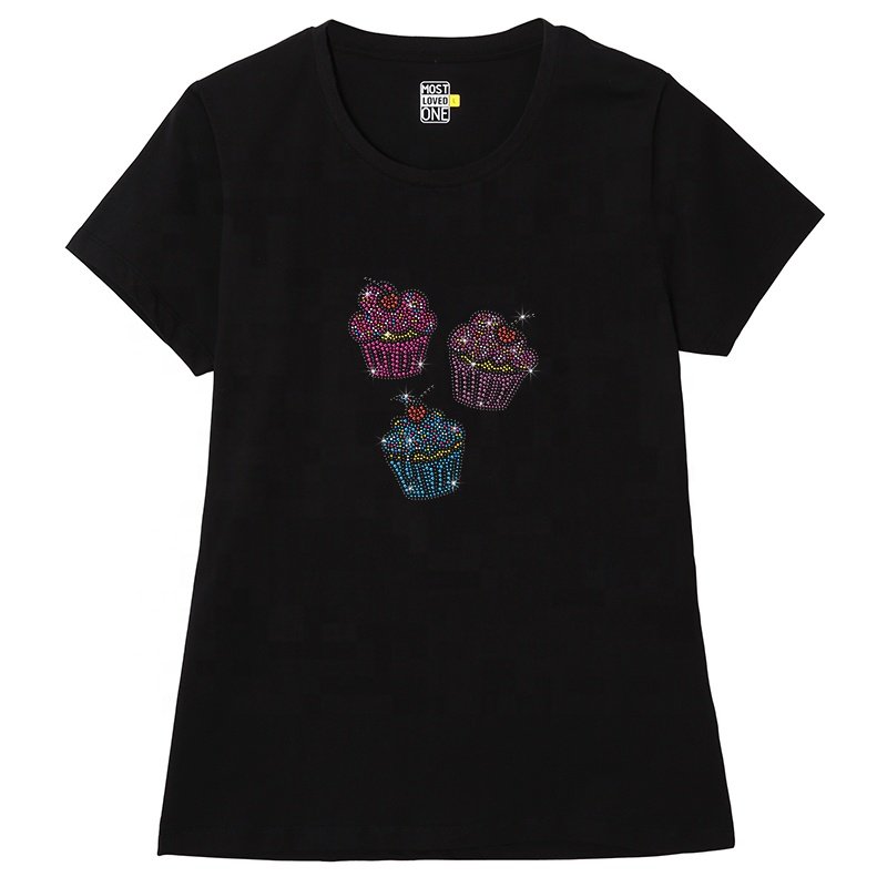 Custom Cute Transfer Iron on Colorful Cake Transfer Design Rhinestone Heat Transfer for Clothes