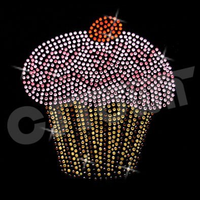 Custom Cute Transfer Iron on Colorful Cake Transfer Design Rhinestone Heat Transfer for Clothes
