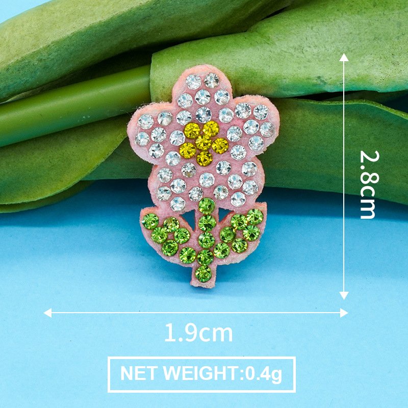 Iron On Pink Cartoon Flowers Butterfly Rhinestone Patches Appliques For Cap Shoes
