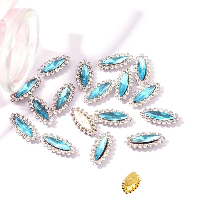sewing on horse eye shape rhinestones