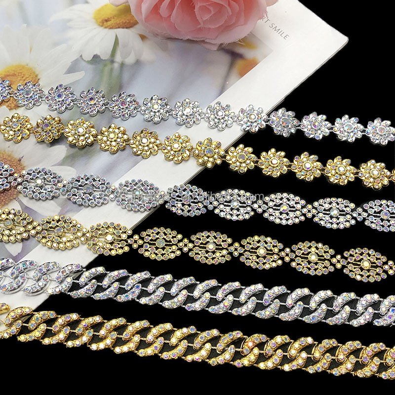 Loose Rhinestones Garment Support Sew on Bags Rhinestone Chain Crystal Rhinestone Banding Trimming on Shoes