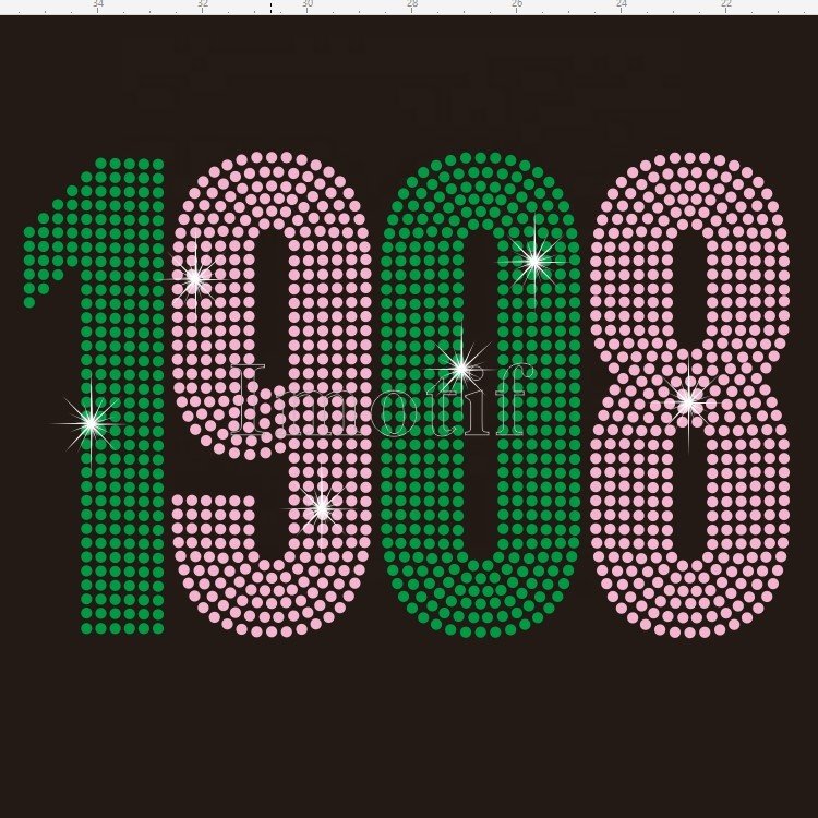Custom Heat Press Hot Fix Iron On AKA 1908 Rhinestone Motif
