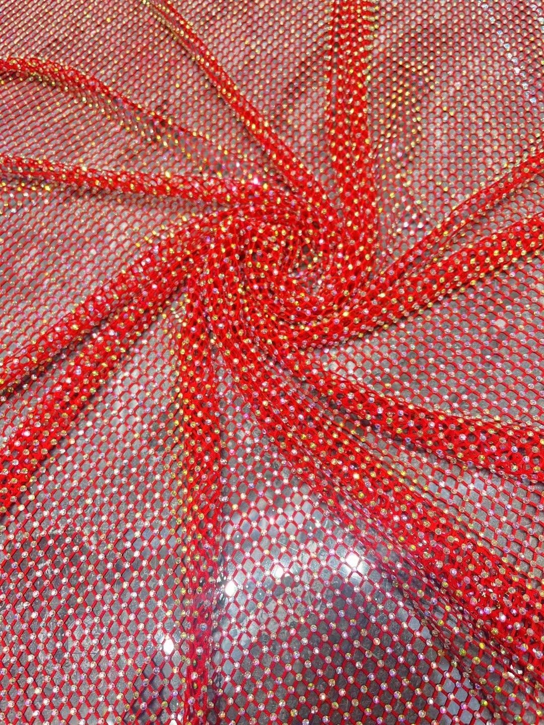 High quality shiny free sample factory crystal mesh dress rhinestone mesh fabric diamante crystal mesh