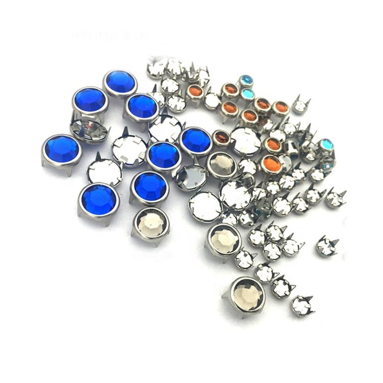 wholesale garment bikini accessories flatback mounted rhinestone 8mm acrylic rhinestone with metal claws setting