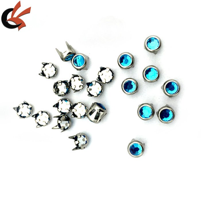 wholesale garment bikini accessories flatback mounted rhinestone 8mm acrylic rhinestone with metal claws setting