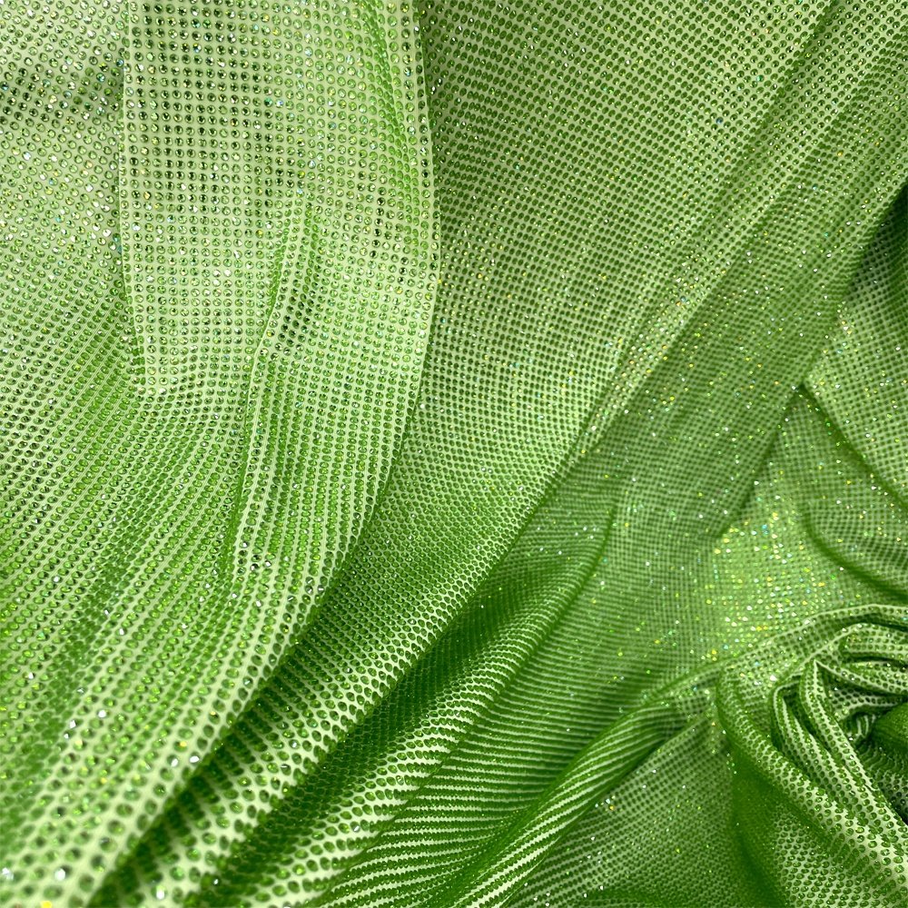 S590 High Quality Hotfix rhinestone mesh fabric Soft stretchy crystal panel fabric for dress