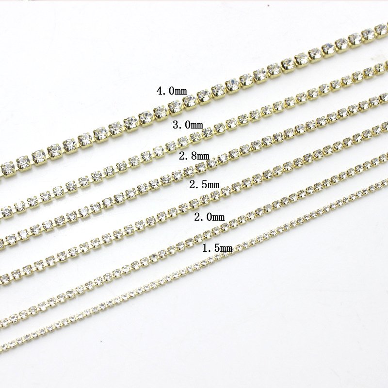Wholesale Rhinestone Brass Cup Chain For Jewelry Garment Decoration Accessories Gold Ab Crystal Glass Rhinestone Trimming