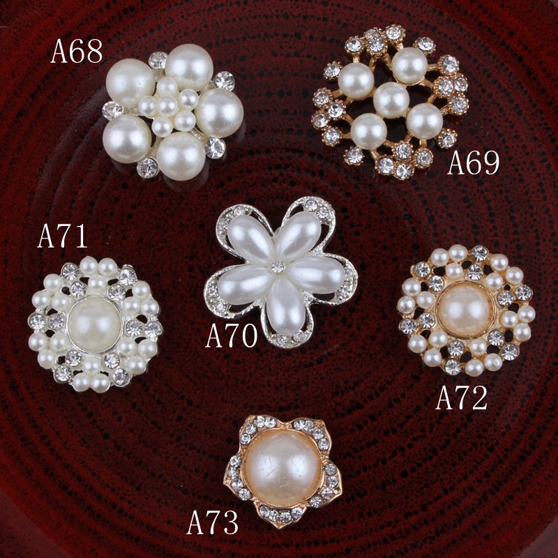 Custom various shapes pearl crystal rhinestone button flower rhinestone button Guangzhou Factory Wholesale
