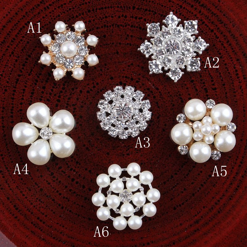 Custom various shapes pearl crystal rhinestone button flower rhinestone button Guangzhou Factory Wholesale