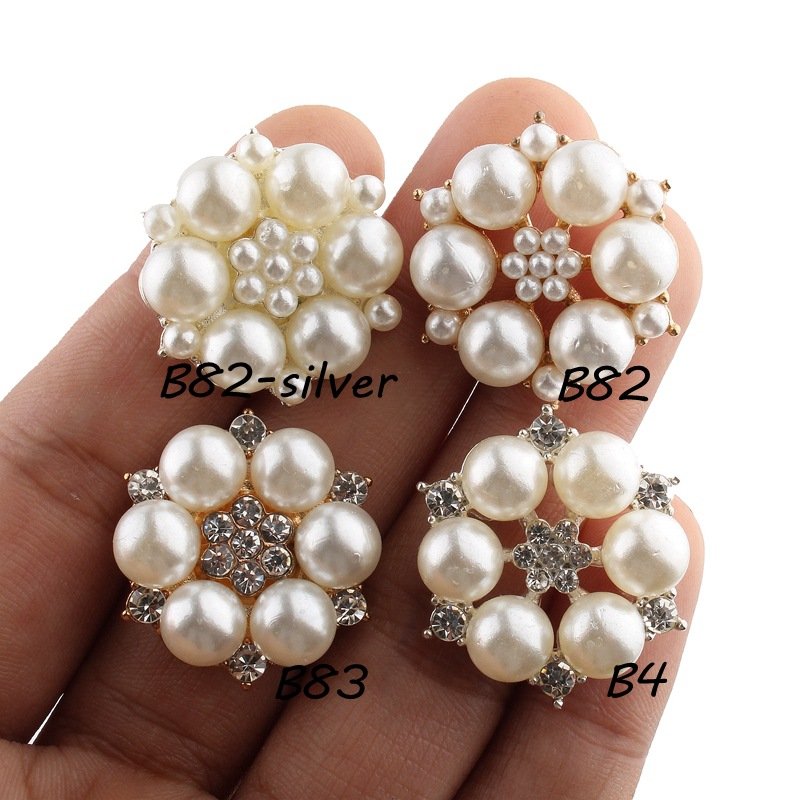 Custom various shapes pearl crystal rhinestone button flower rhinestone button Guangzhou Factory Wholesale